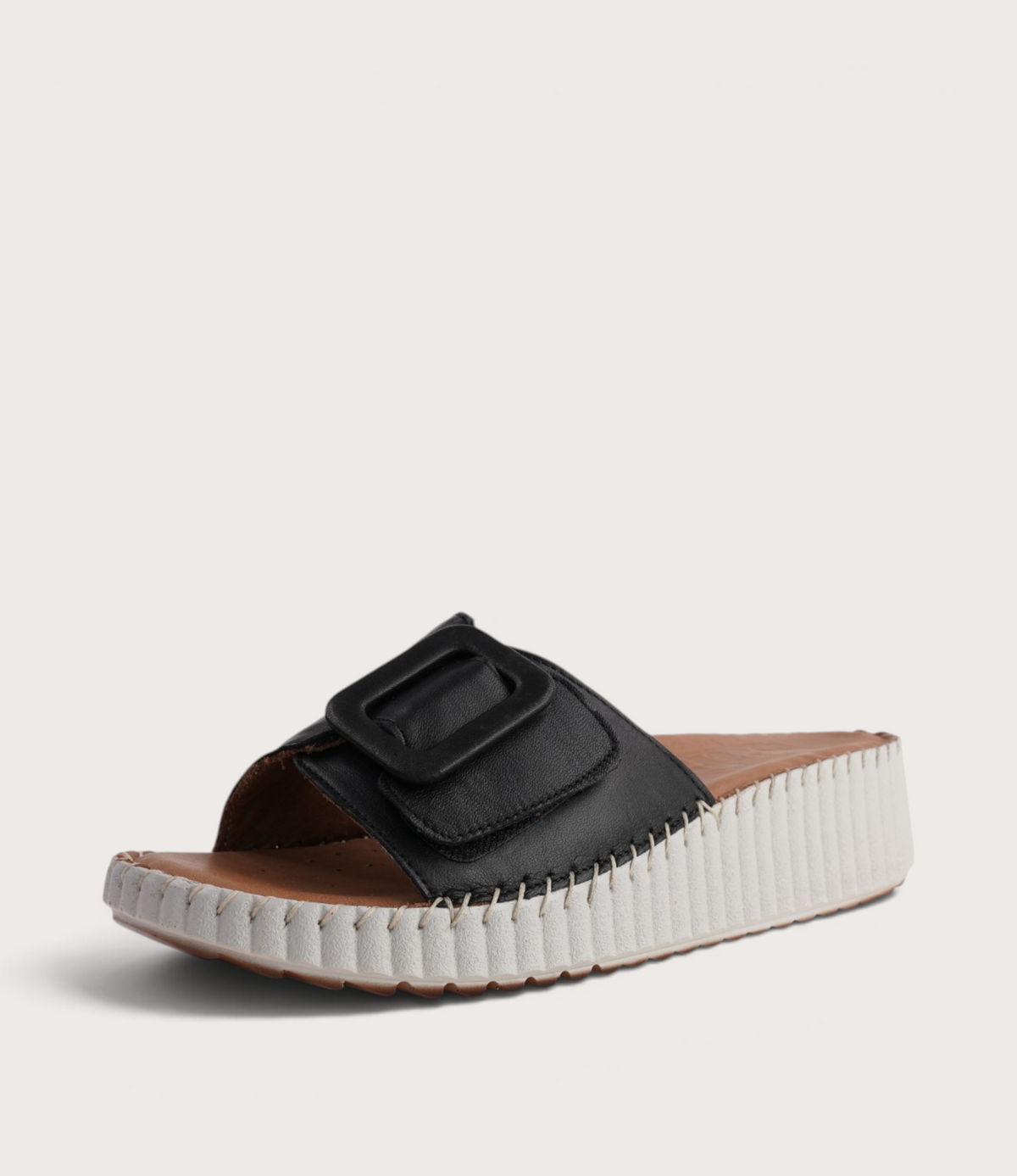 Solo Black Leather Slides