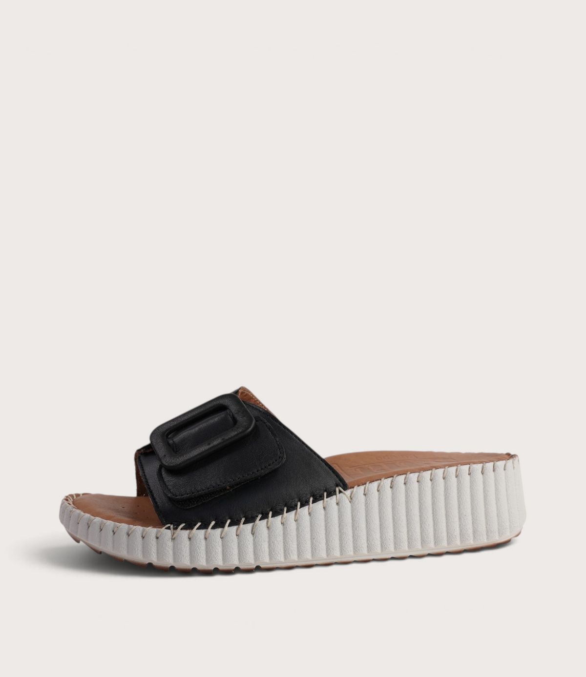 Solo Black Leather Slides