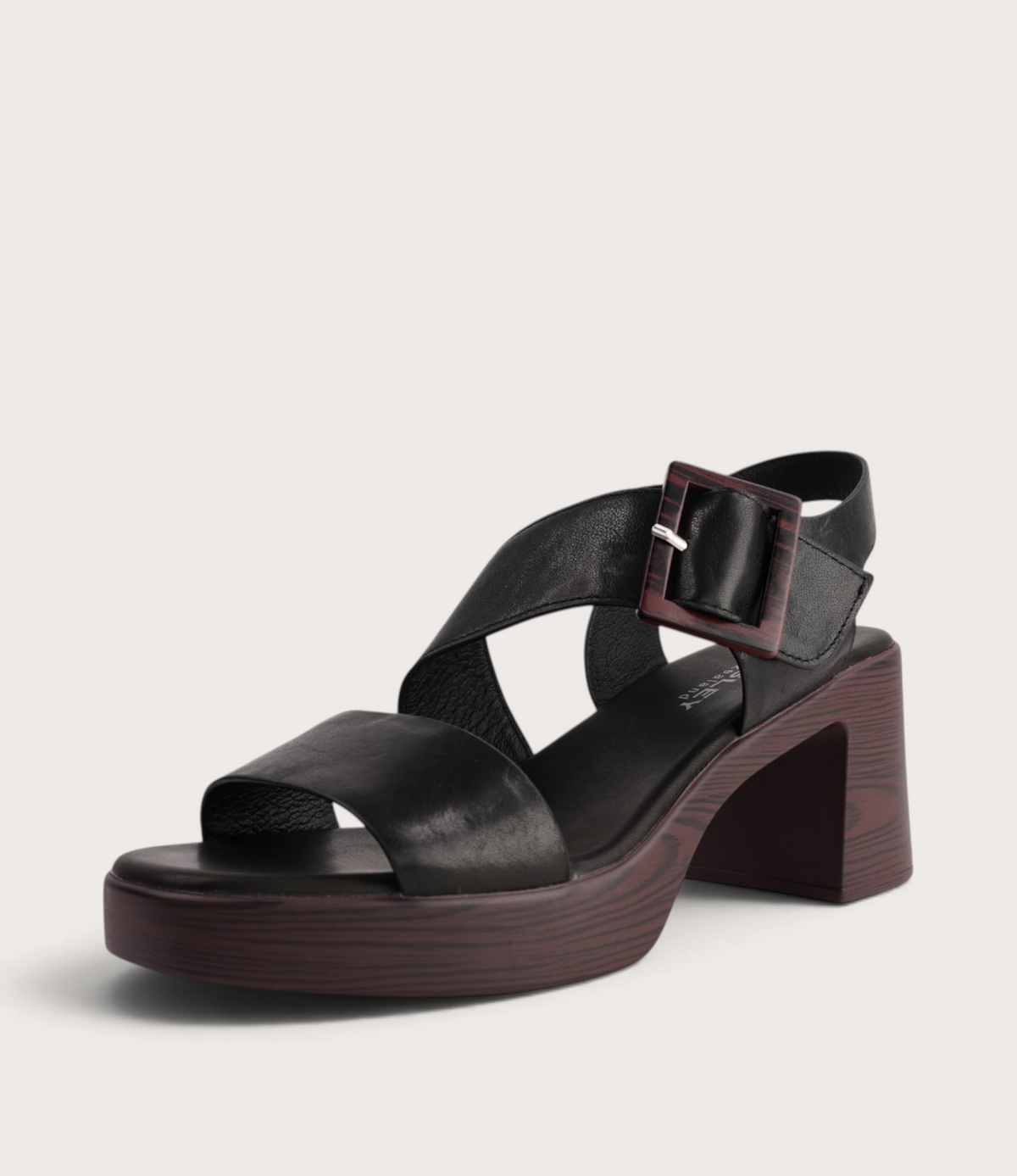 Pammie Black Leather Heels