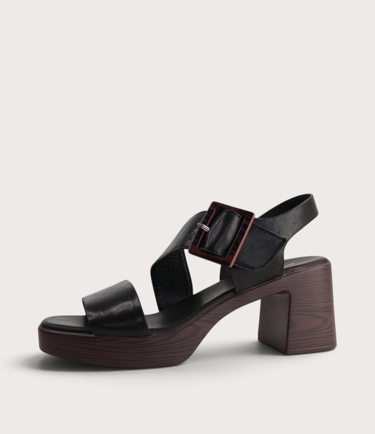 Pammie Black Leather Heels