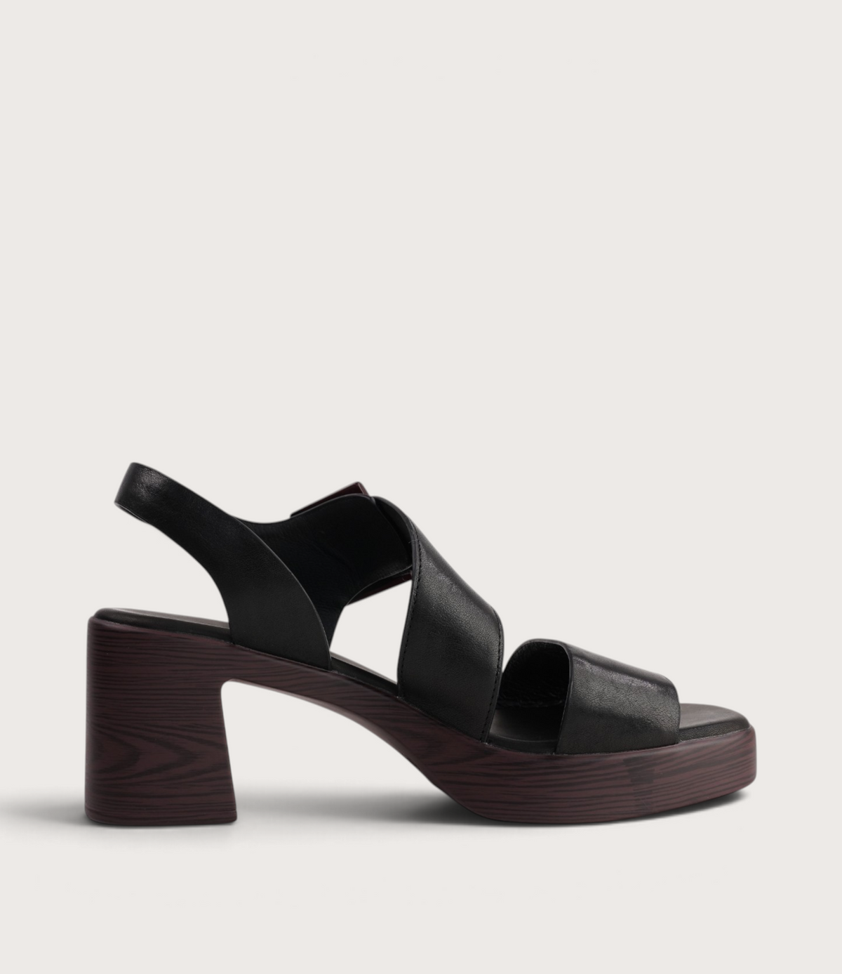 Pammie Black Leather Heels