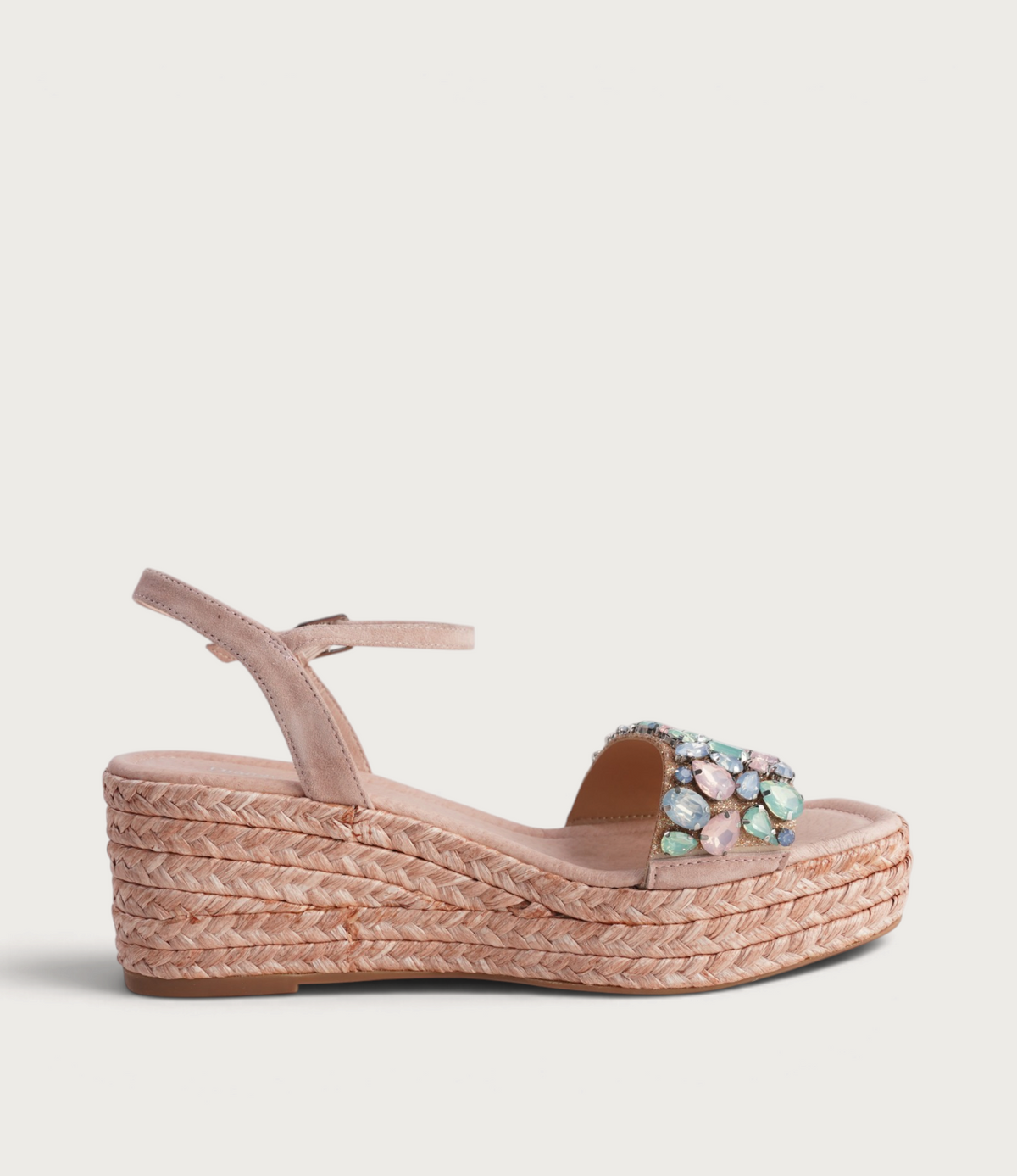 Phalica Multi Jewels/ Nude Suede Wedges