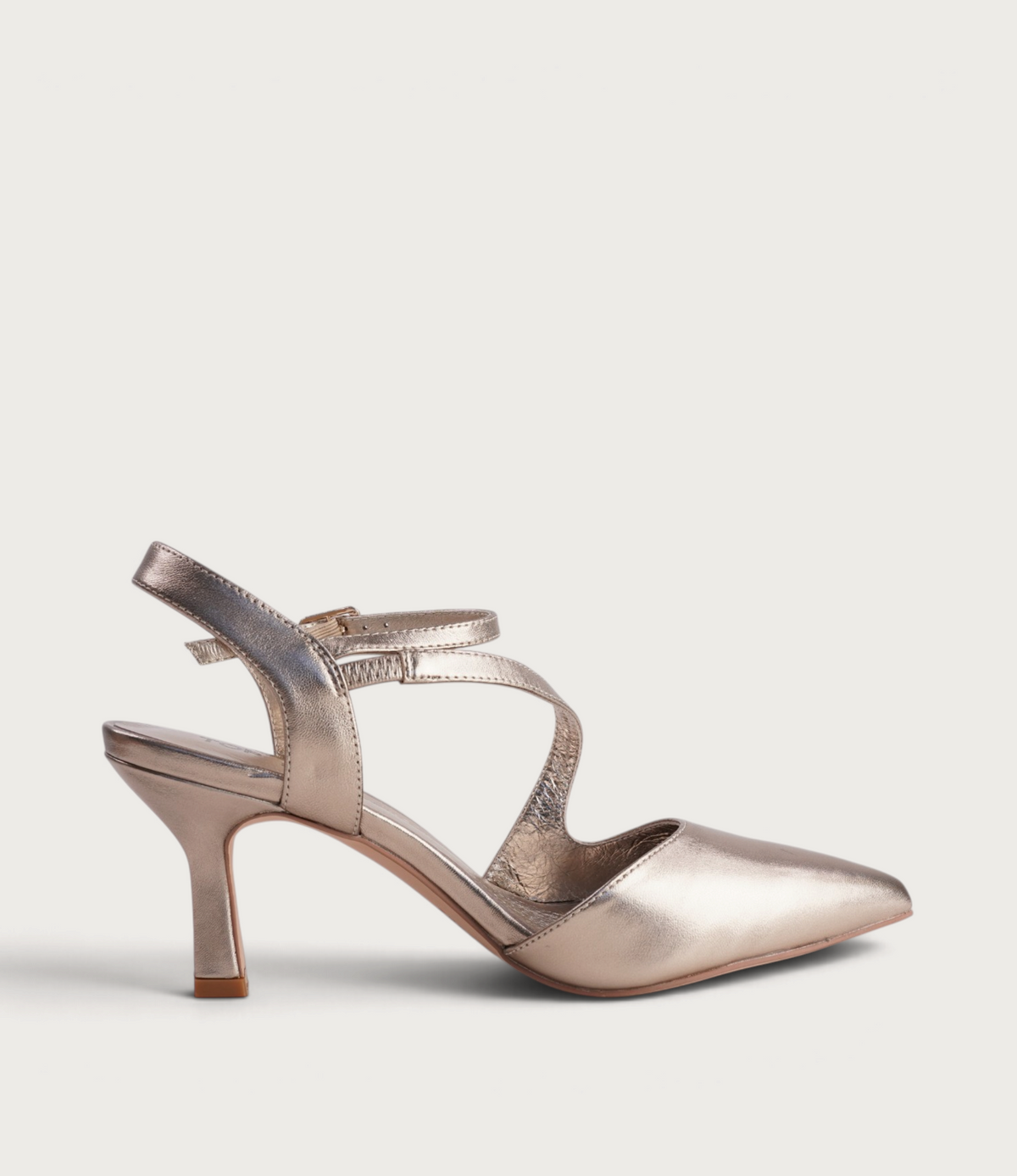 Lukka Champagne Shimmer Leather Heels