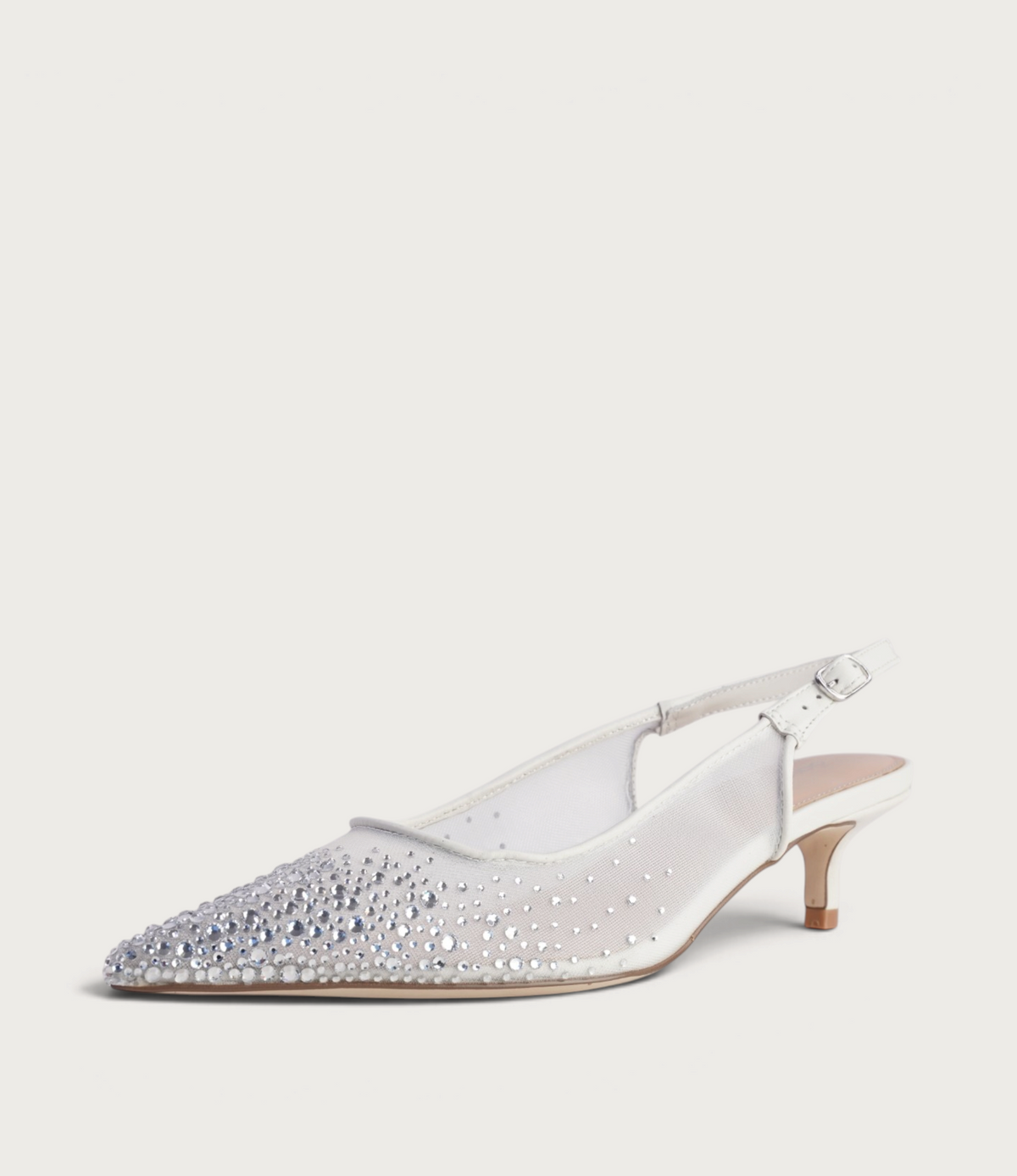 Quille White Mesh/ Silver Jewels Heels