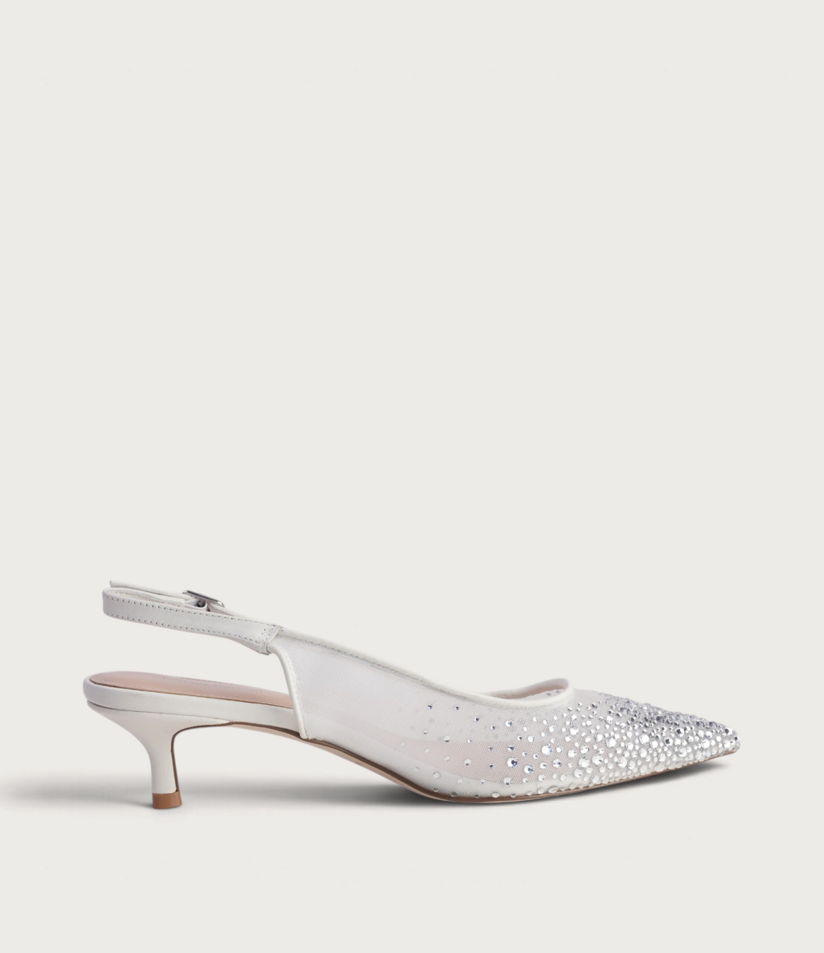 Quille White Mesh/ Silver Jewels Heels