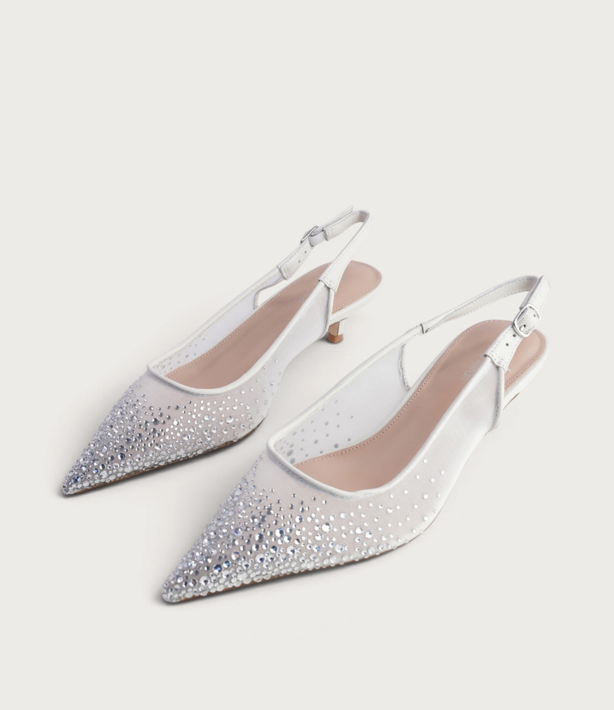 Quille White Mesh/ Silver Jewels Heels