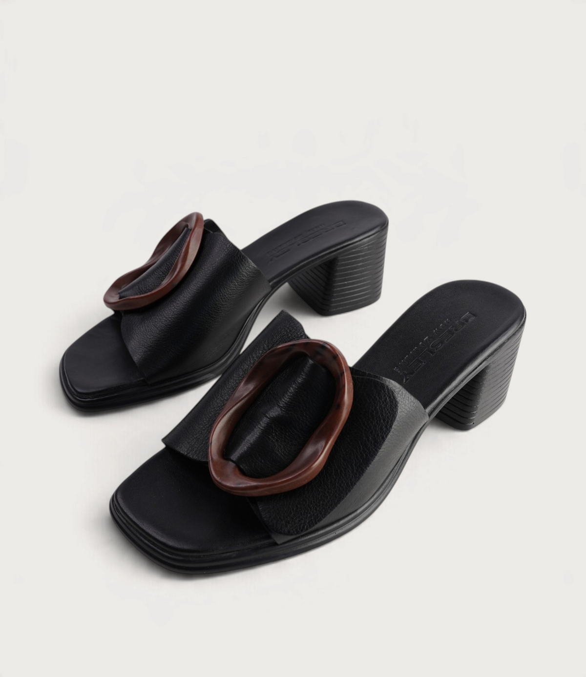 Panton Black Leather Heels