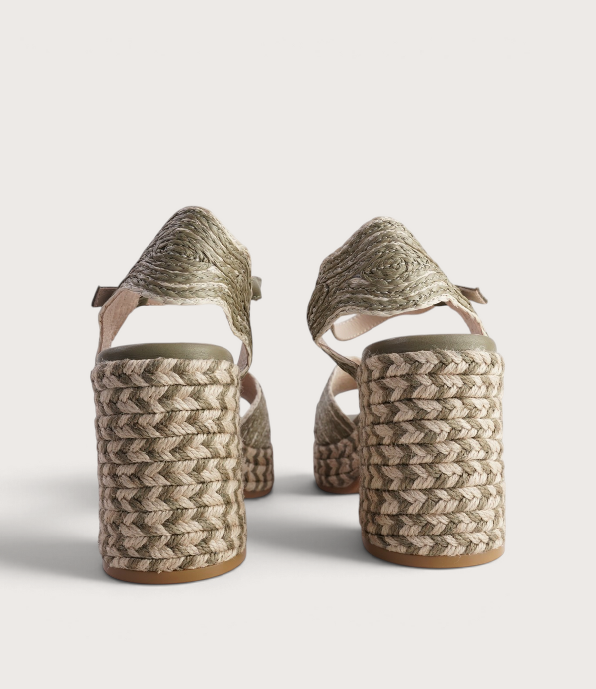 Maizy Khaki & Natural Multi Raffia Heels - TOP END | Shouz