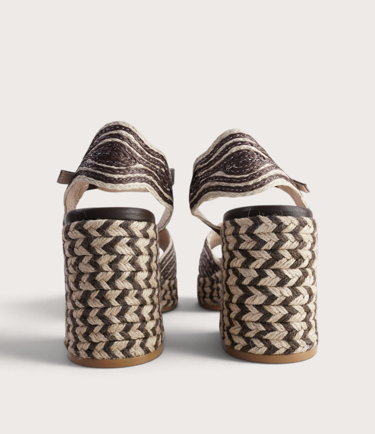 Maizy Choc & Natural Multi Raffia Heels - TOP END | Shouz