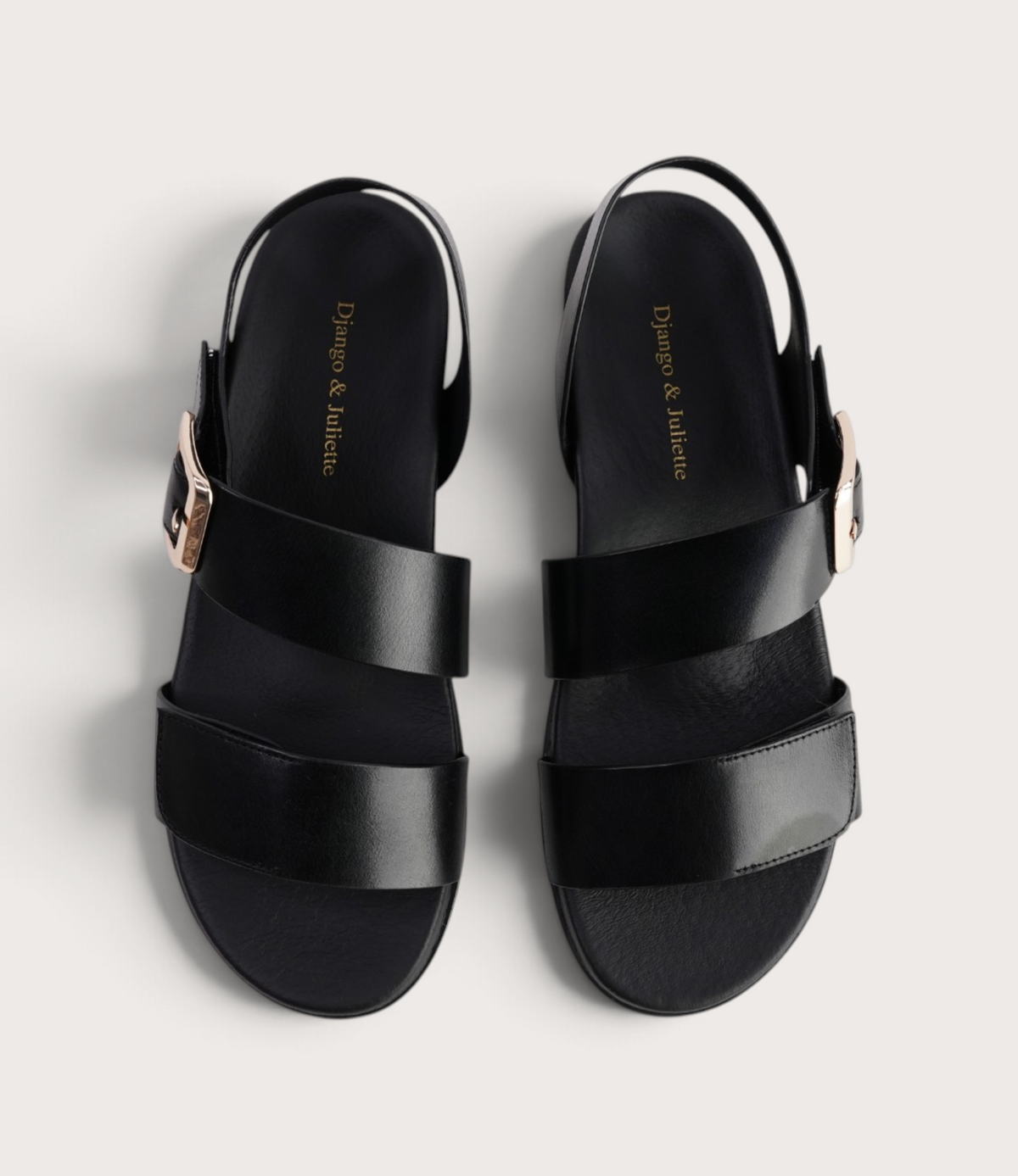 Flared Black Leather Sandals - DJANGO AND JULIETTE | Shouz