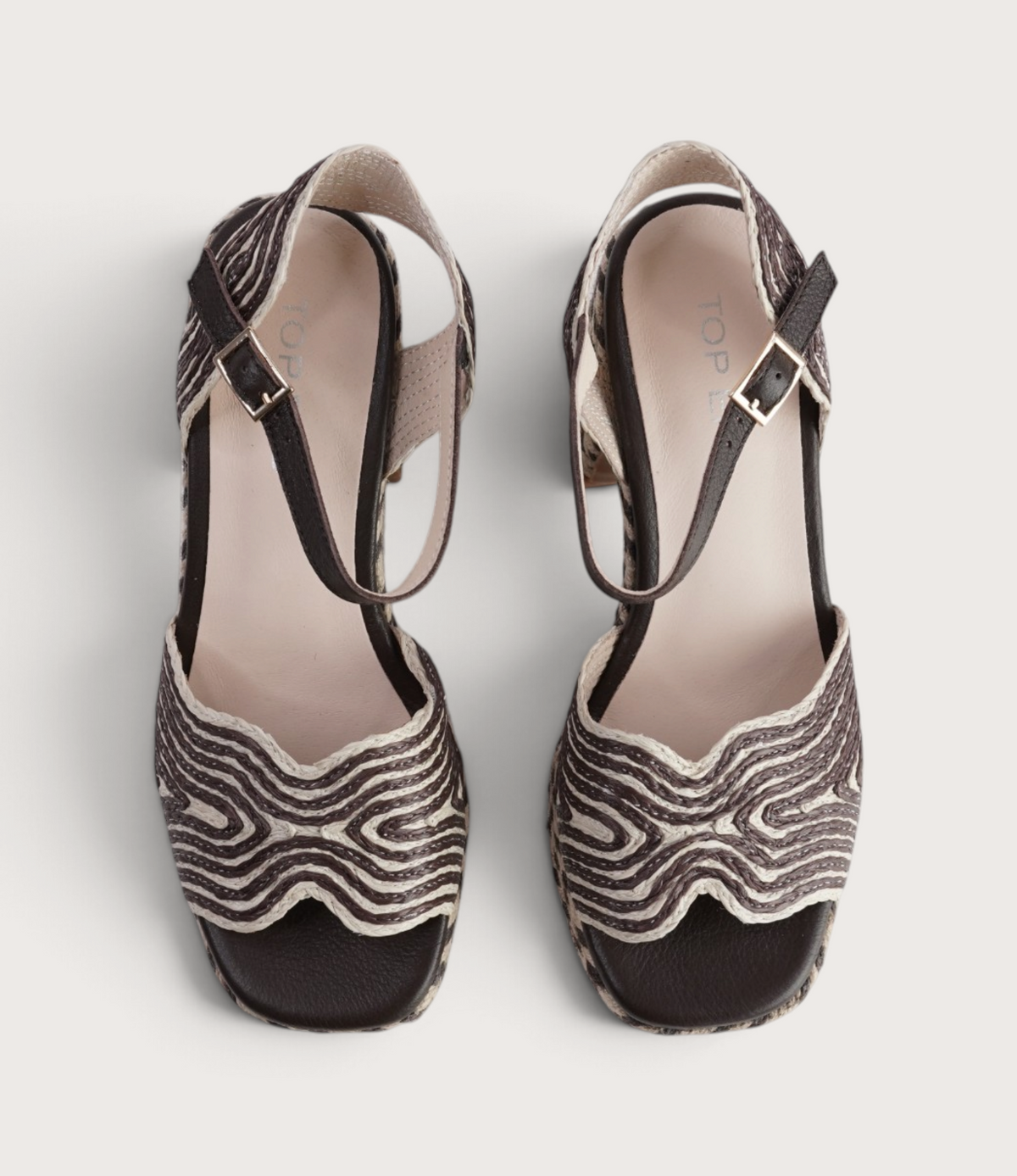 Maizy Choc & Natural Multi Raffia Heels - TOP END | Shouz