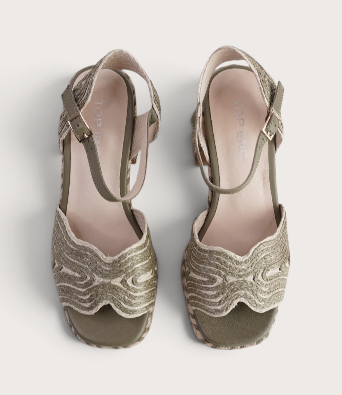 Maizy Khaki & Natural Multi Raffia Heels - TOP END | Shouz