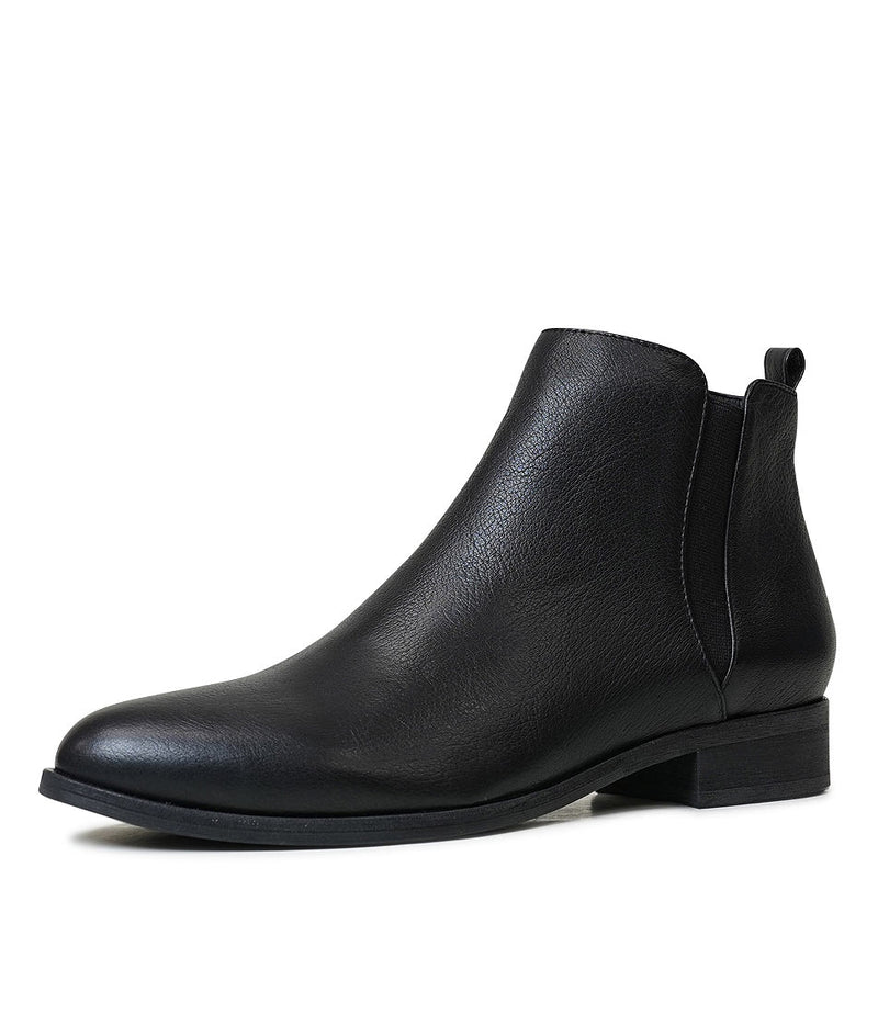 Inflict Black Leather Ankle Boots