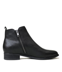 Inflict Black Leather Ankle Boots