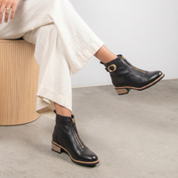 Doha Black Leather Ankle Boots - BRESLEY | Shouz
