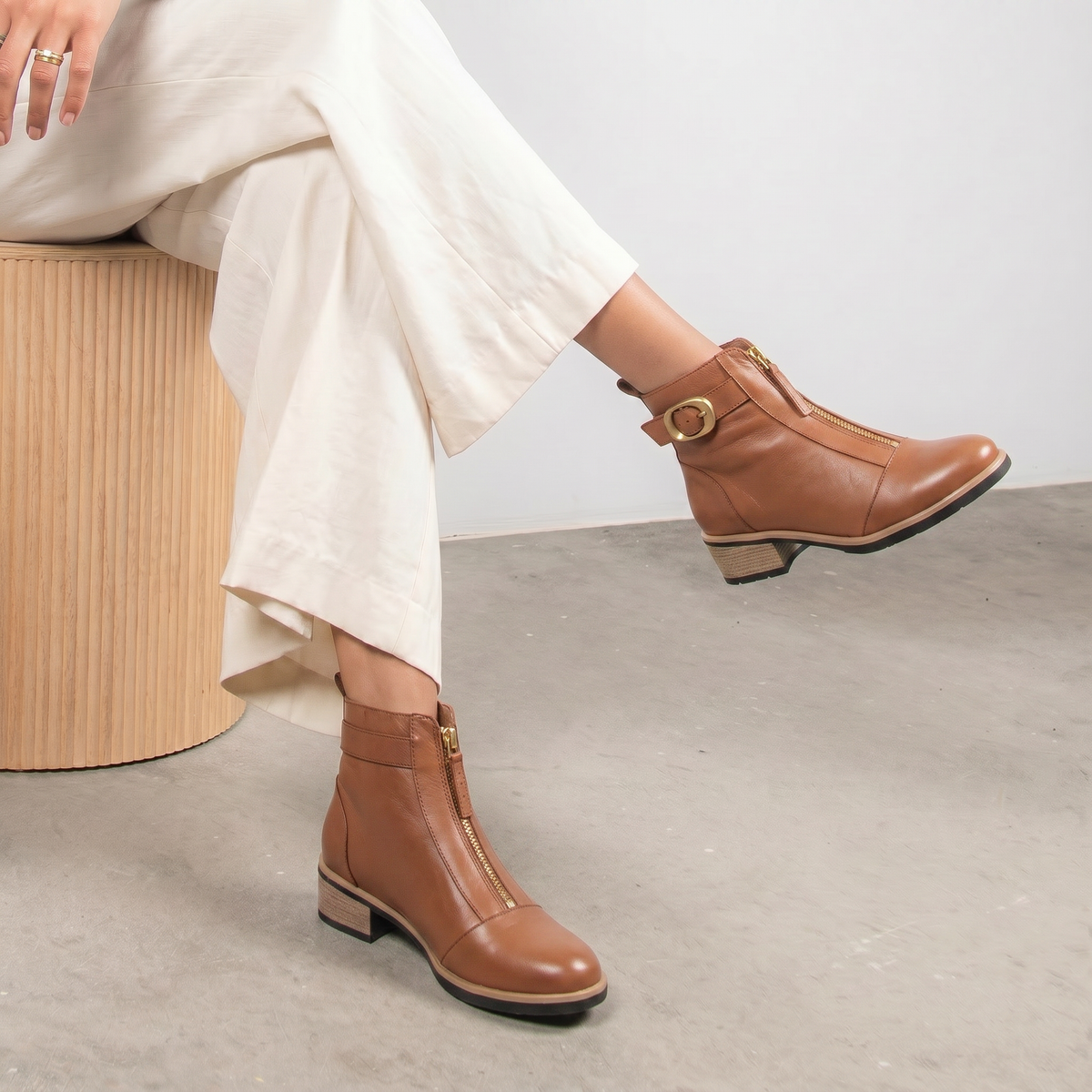 Doha Brandy Leather Ankle Boots - BRESLEY | Shouz