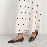 Yibbie Black Leather/ Latte Snake Flats