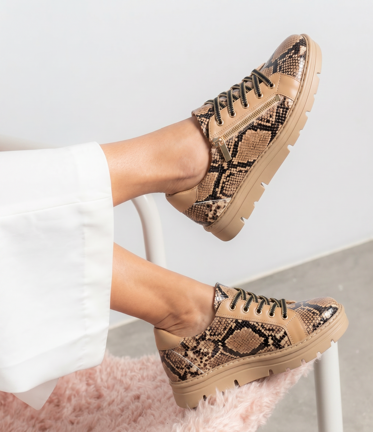 Elos Black and Caramel Snake/ Caramel Leather Sneakers - TOP END | Shouz