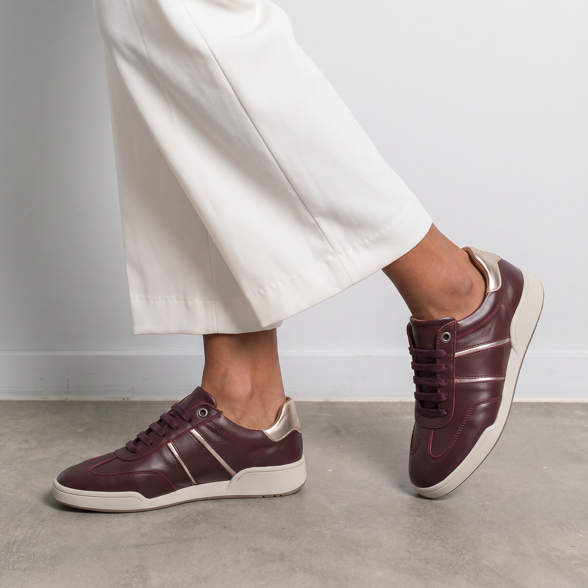 Sage Burgundy Leather Sneakers