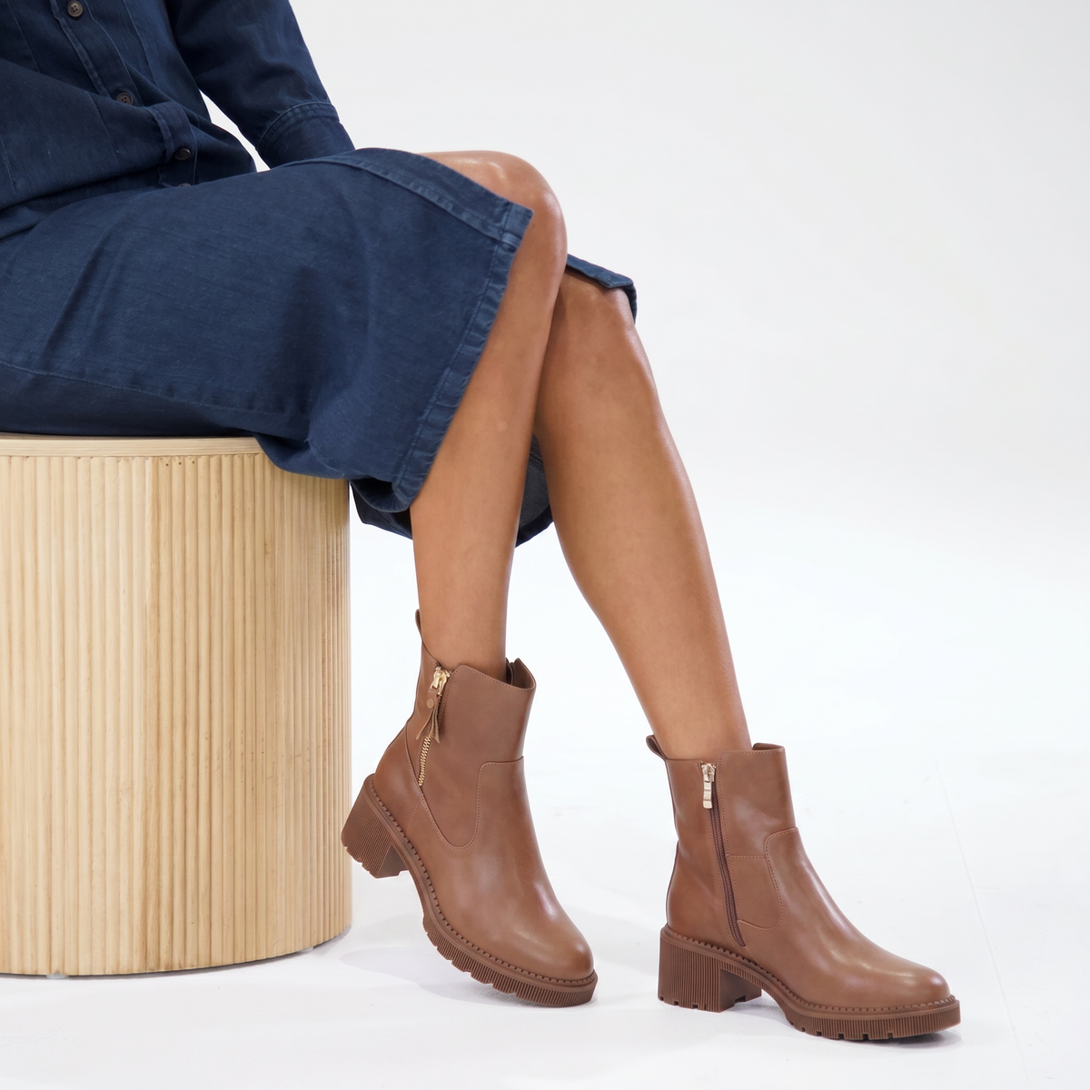 Zareks New Cognac Leather Ankle Boots