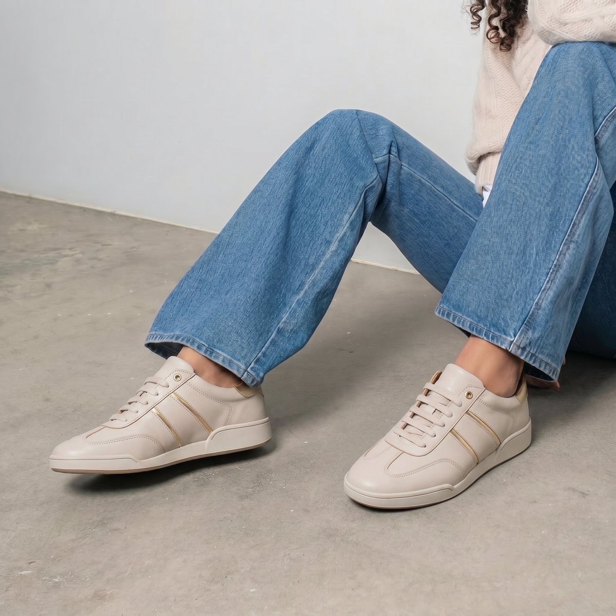 Sage Dark Beige Leather Sneakers