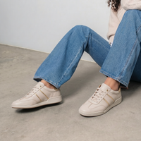 Sage Dark Beige Leather Sneakers