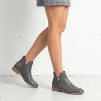 Noves New Charcoal Leather Ankle Boots