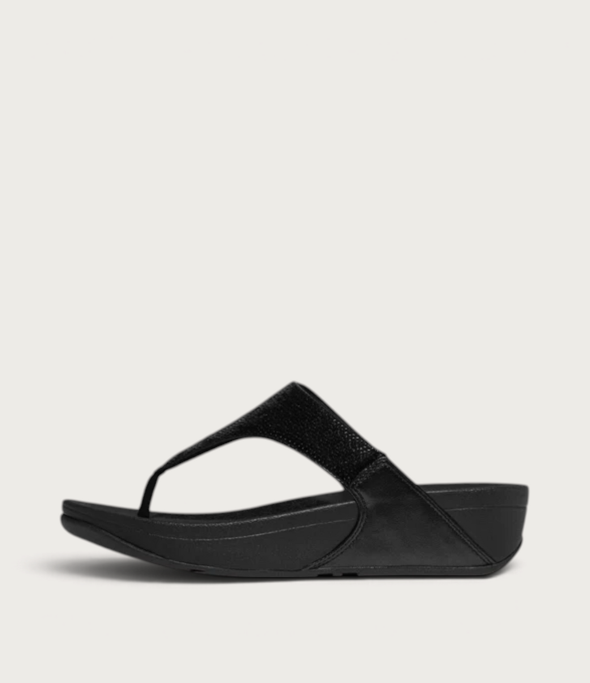 Lulu Leather Sequin Toepost All Black Sandals