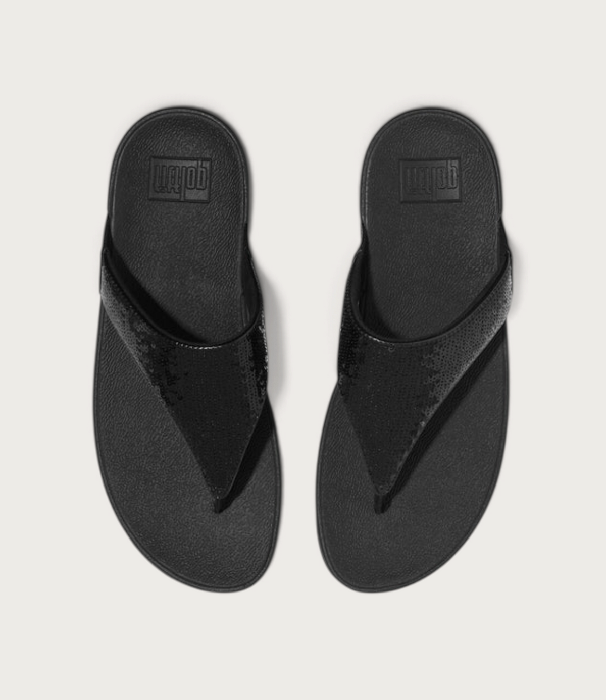 Lulu Leather Sequin Toepost All Black Sandals