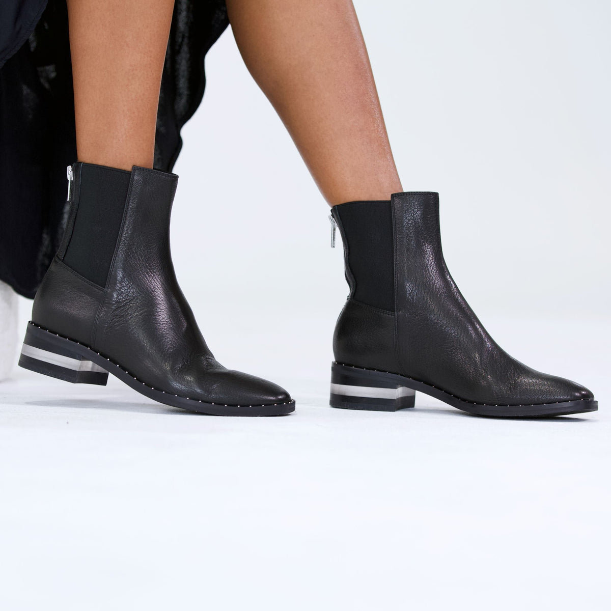 Ferlee Black Leather Ankle Boots
