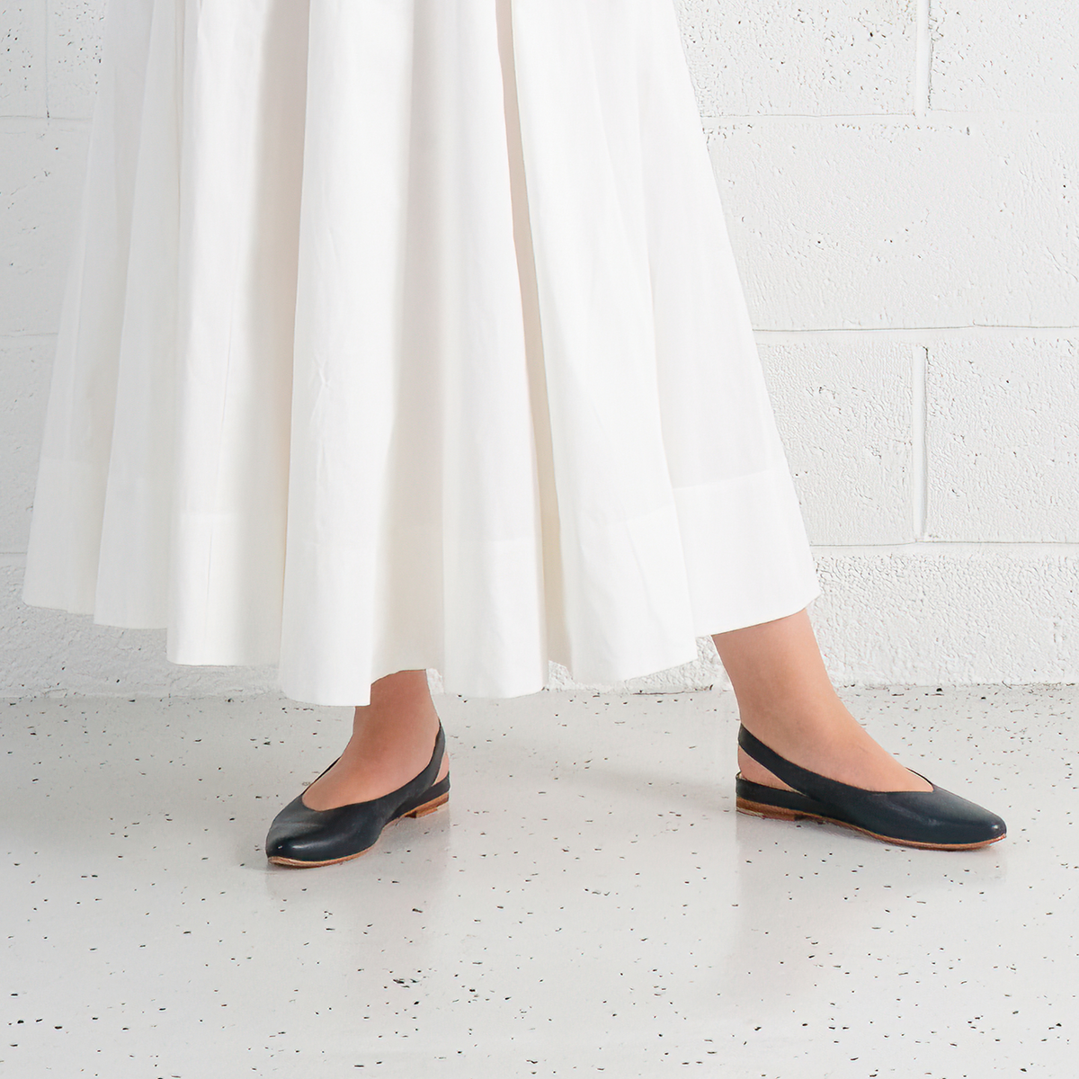 Fairy Navy Leather Slingback Flats - TOP END | Shouz