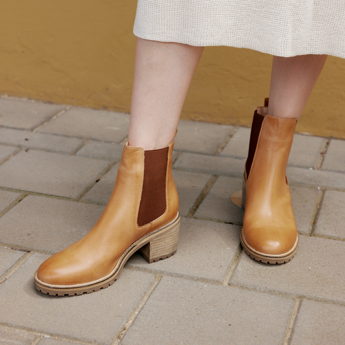 Biscoti Tan Leather Ankle Boots