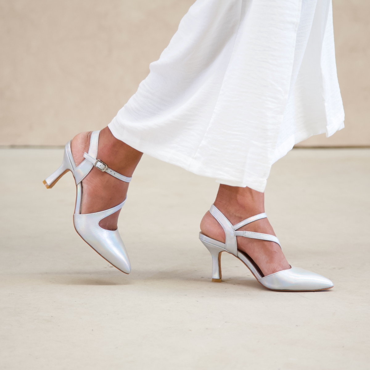 Lukka Silver Rainbow Leather Heels