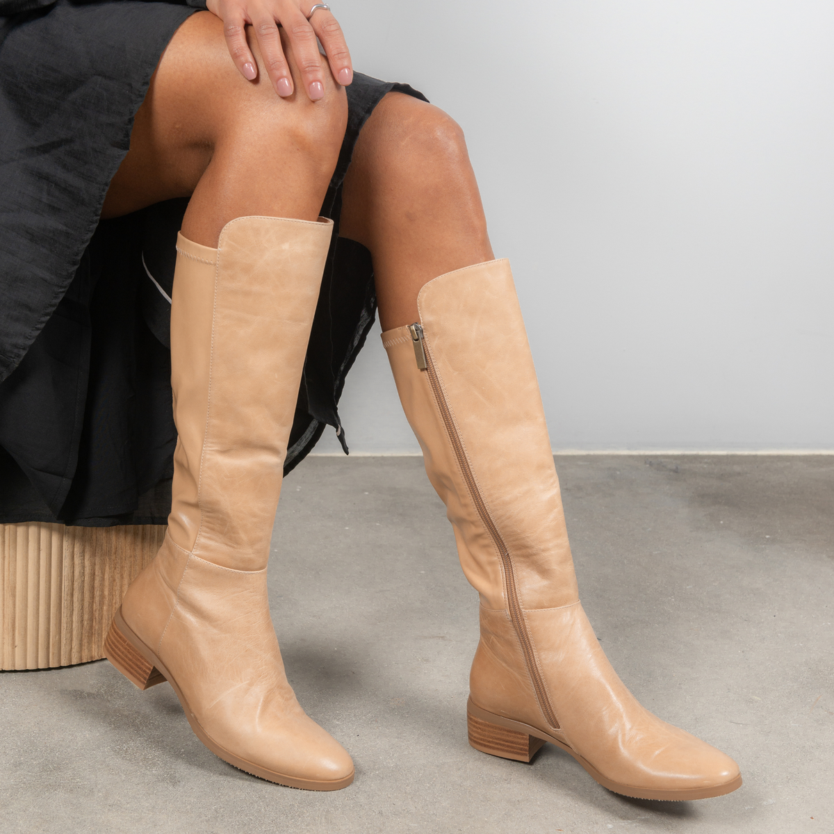 Tetley Cappacino Leather Knee High Boots