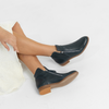 Norys Navy Leather Ankle Boots