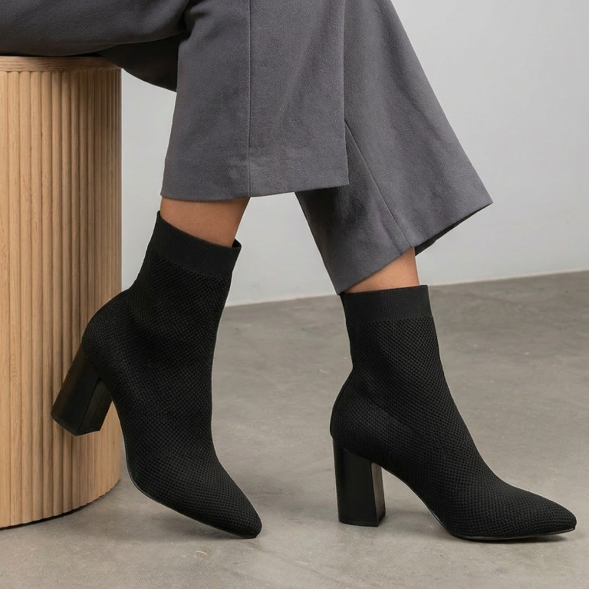 147240 Black Knit Ankle Boots - CARRANO | Shouz