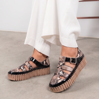 Baytown Black Patent/ Black Snake Caramel Sneakers - DJANGO AND JULIETTE | Shouz
