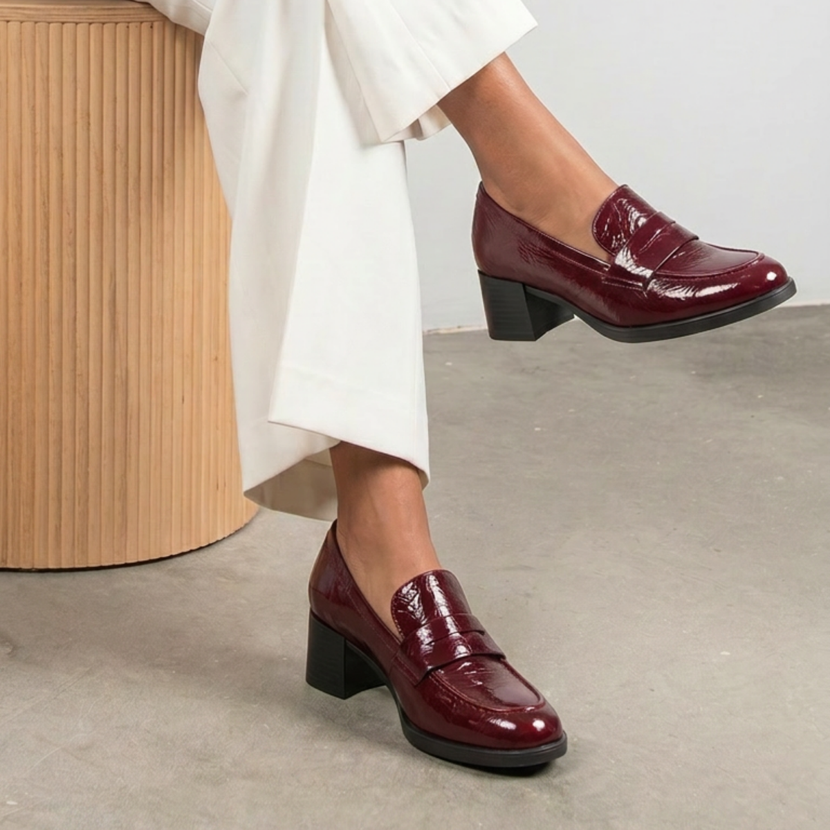 Kavari Bordo Leather Heeled Loafers - GABOR | Shouz