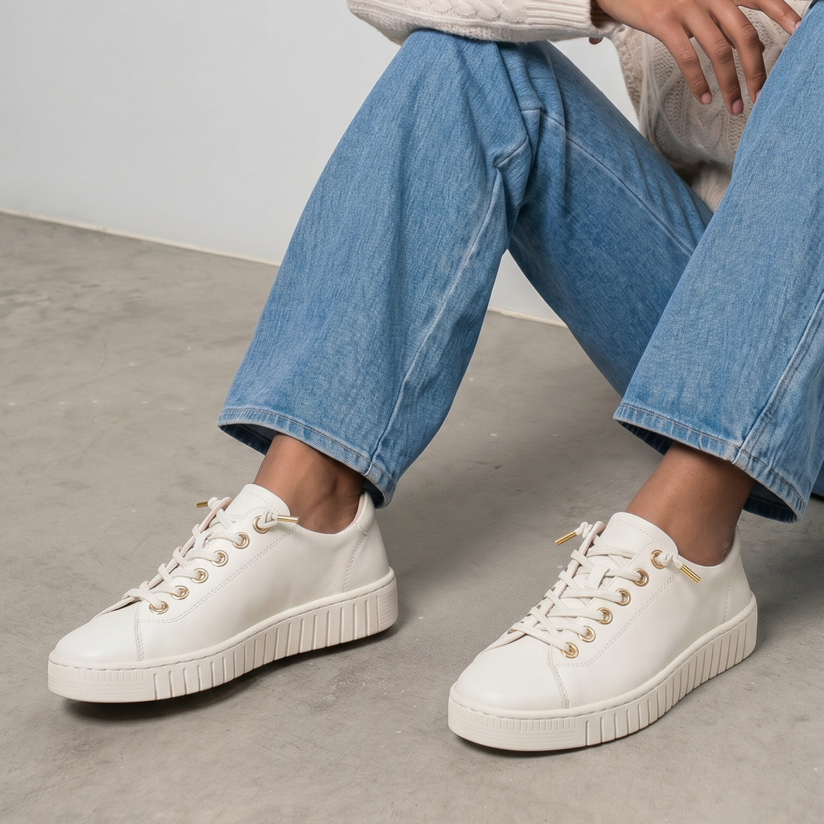 Tinara Off White Leather Sneakers - EOS FOOTWEAR | Shouz
