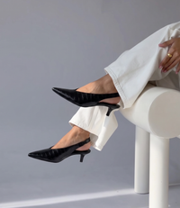 Hope Black Croc Leather Heels