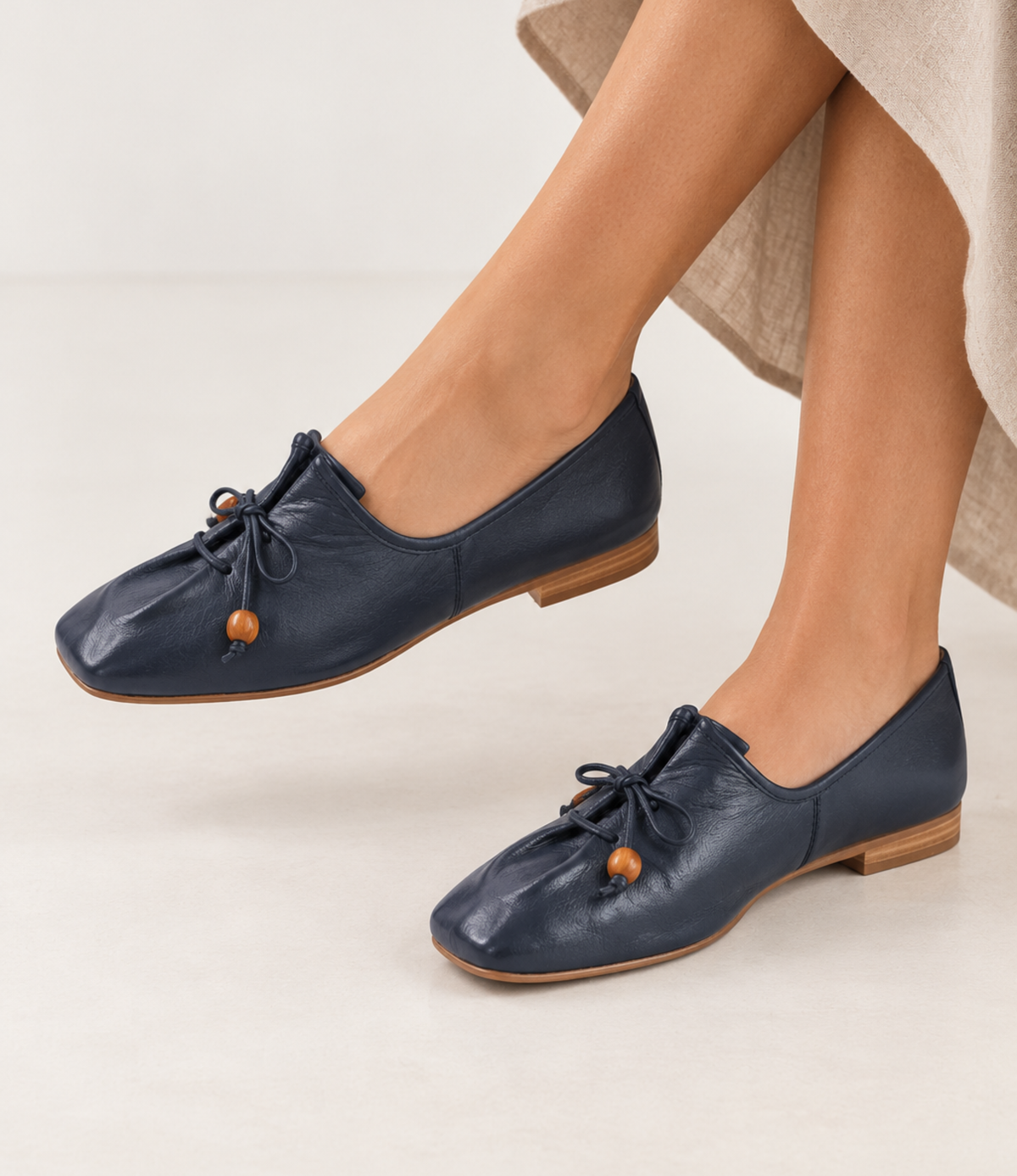 Pola Navy Leather Loafers