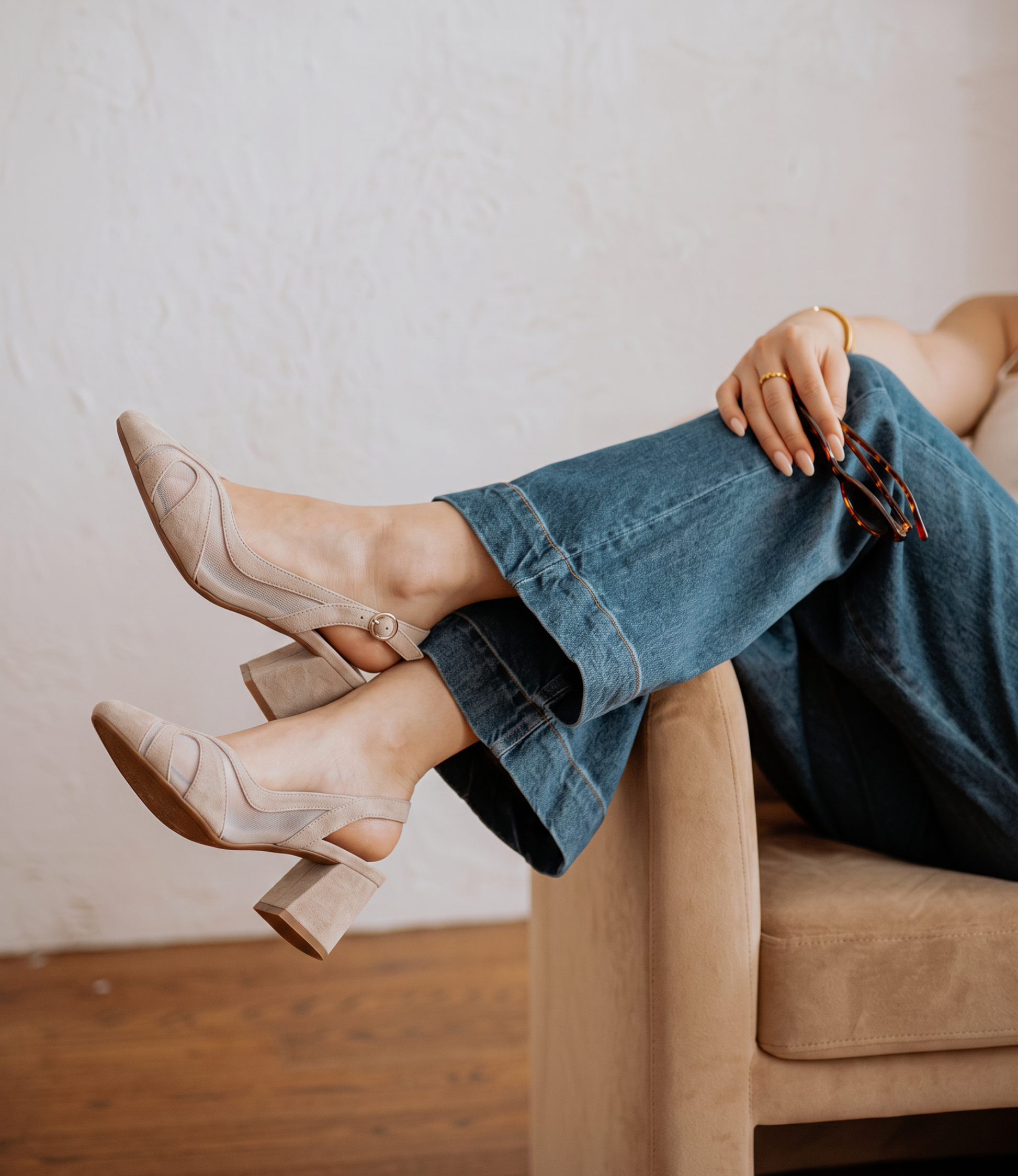 Mag Nude Suede/Mesh Heels