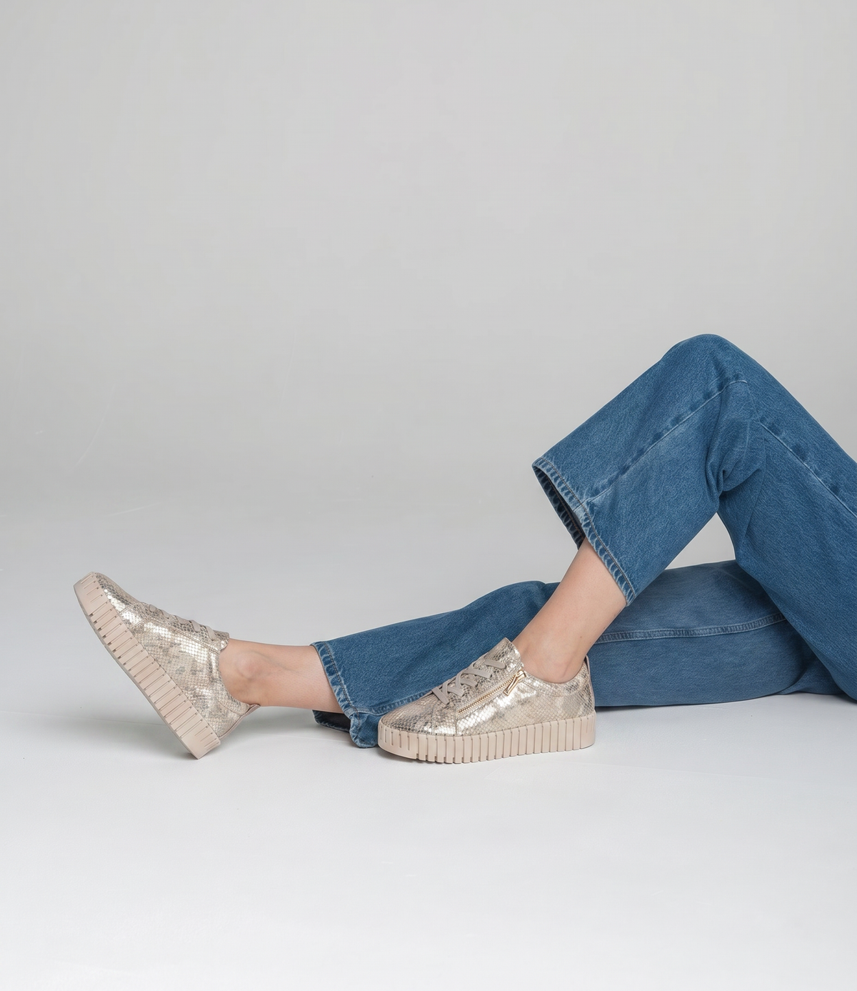 Bump Ivory Metallic Leather Sneakers