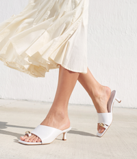 Tionee White Leather Heels