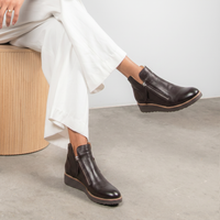 Ohmy Choc Leather/ Choc Sole Ankle Boots - TOP END | Shouz