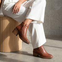 Lettice New Cognac Leather Ankle Boots - DJANGO AND JULIETTE | Shouz