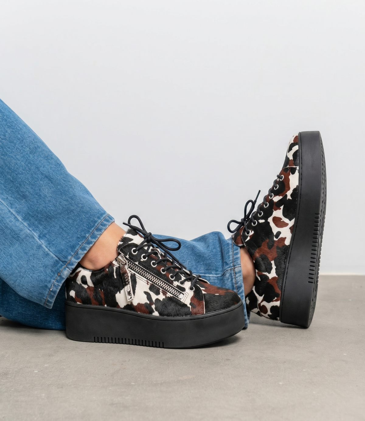 Wolfie Black Choc Cow/ Black Sole Sneakers - DJANGO AND JULIETTE | Shouz