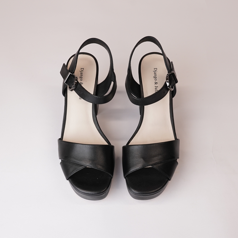 Onlee Black Leather Heels