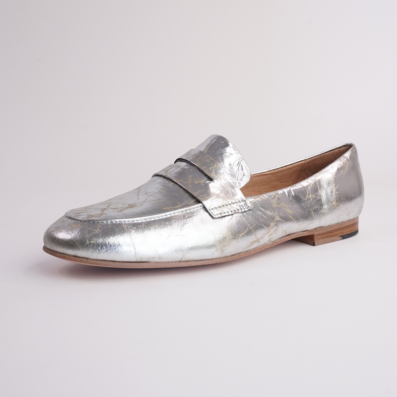 Ulani Silver Nude Leather Loafers