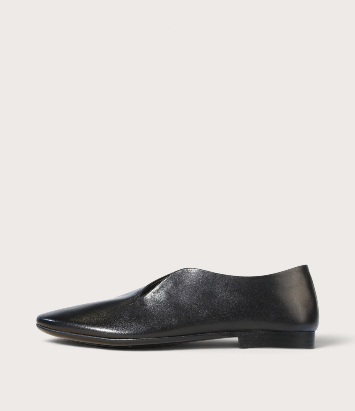 Tenara Black Leather Flats